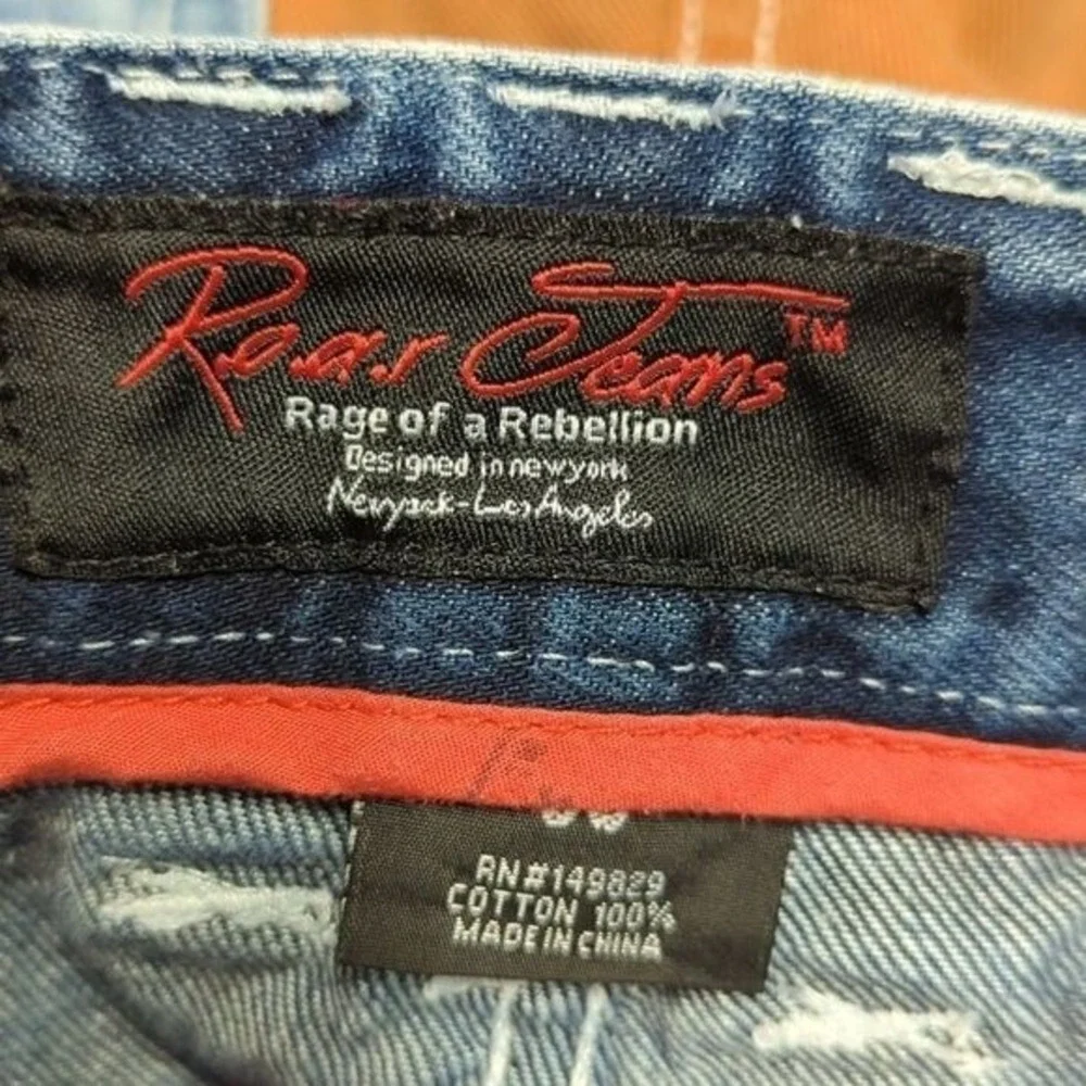 Roar Jeans Rage of a Rebellion Mens 30 Distressed Two Tone Acid Wash Shorts Blue
